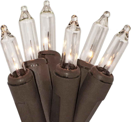 612 Vermont Clear Incandescent Mini Lights on Brown Cord – Warm Ambient Lighting for Bedroom Shelves, Staircases, and Reading Nooks