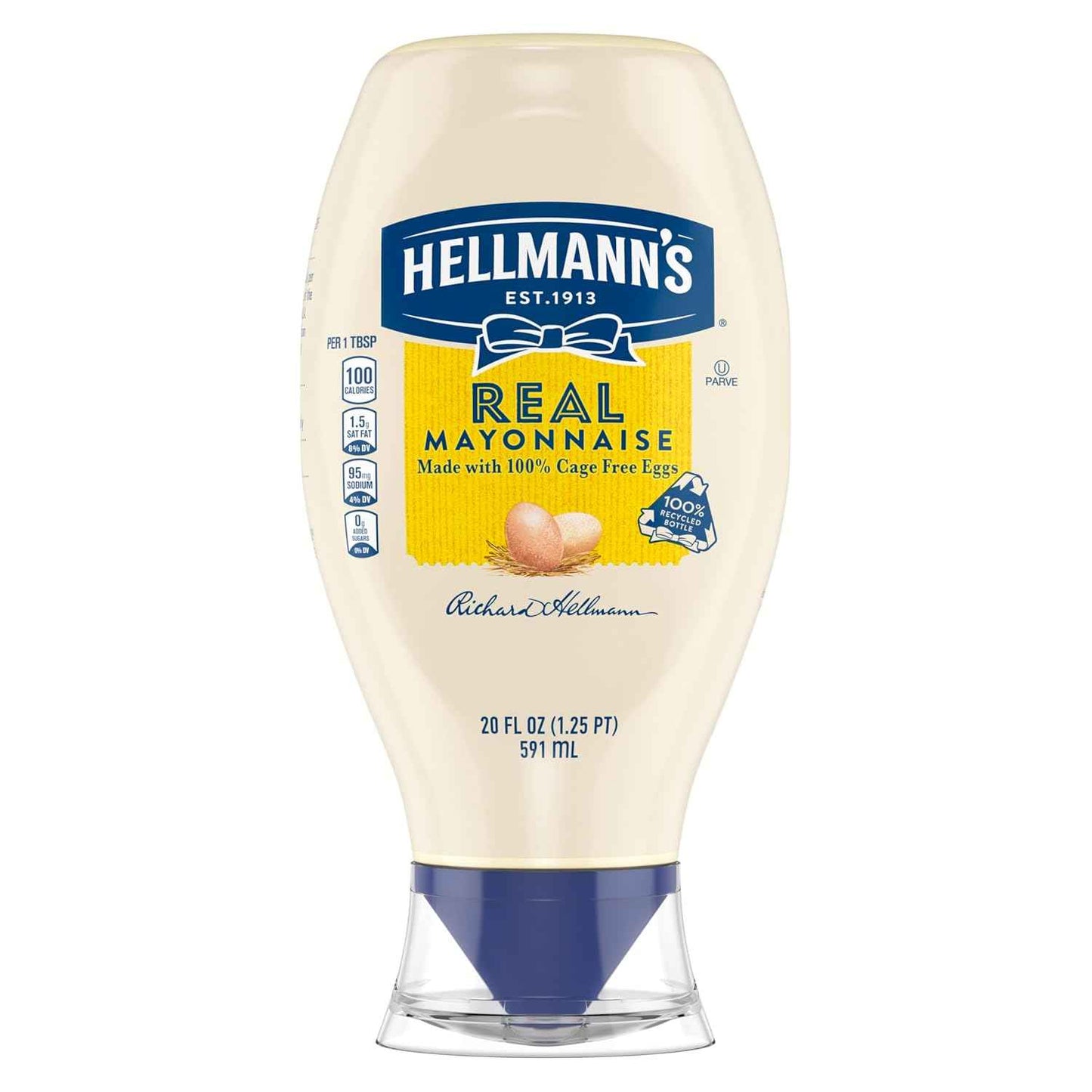 Hellmann's Real Mayonnaise Squeeze Bottle – Clean Ingredient Pantry Staple for Home Cooks, Gluten Free with Omega 3-ALA