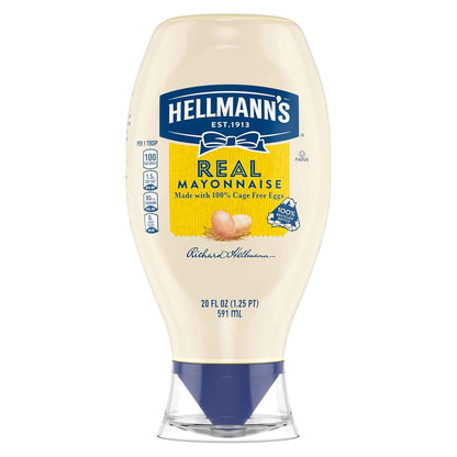 Hellmann's Real Mayonnaise Squeeze Bottle – Clean Ingredient Pantry Staple for Home Cooks, Gluten Free with Omega 3-ALA