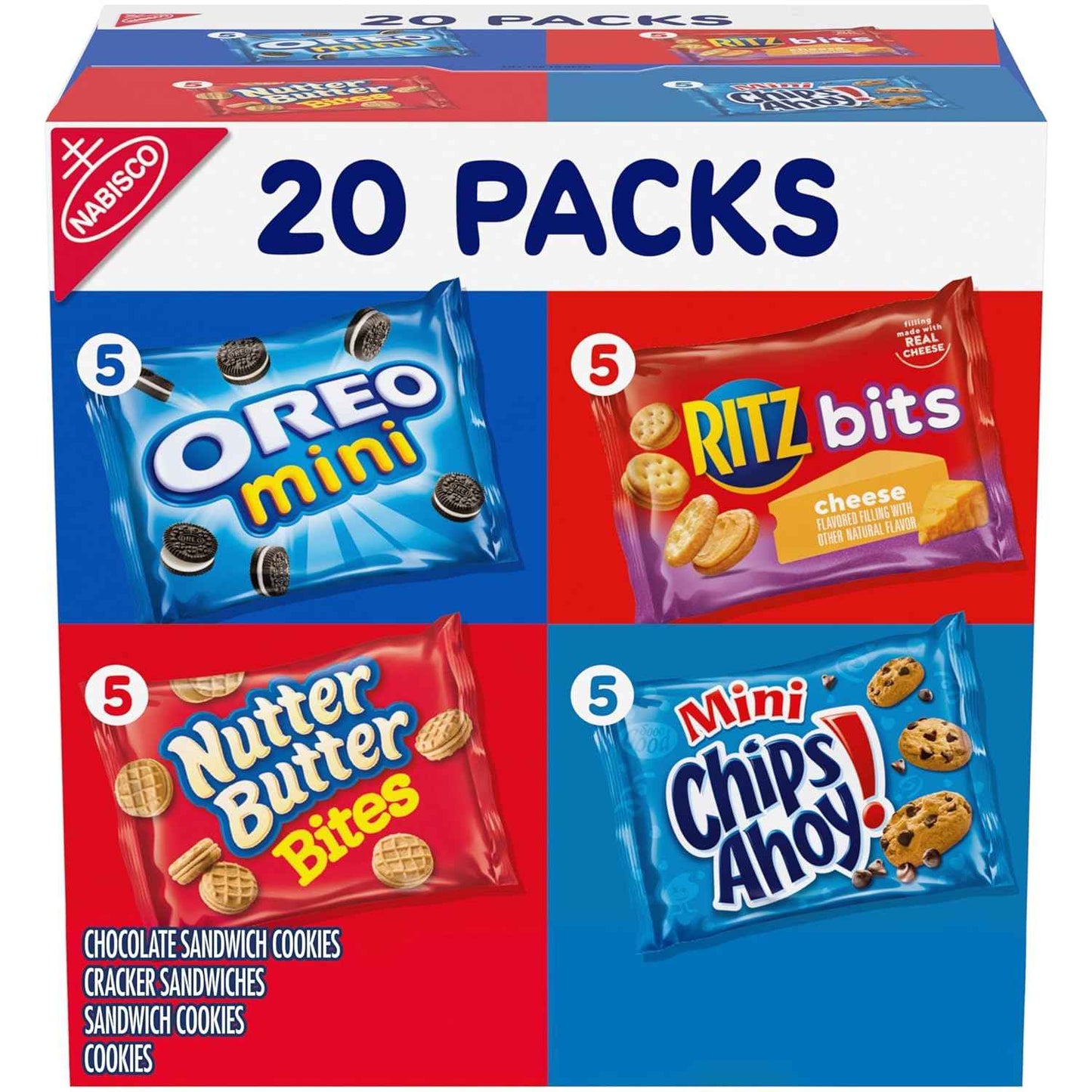 Nabisco Classic Mix Variety Pack – Pre-Portioned Lunchbox Snacks for School and Home, 20 Individually Wrapped Packs