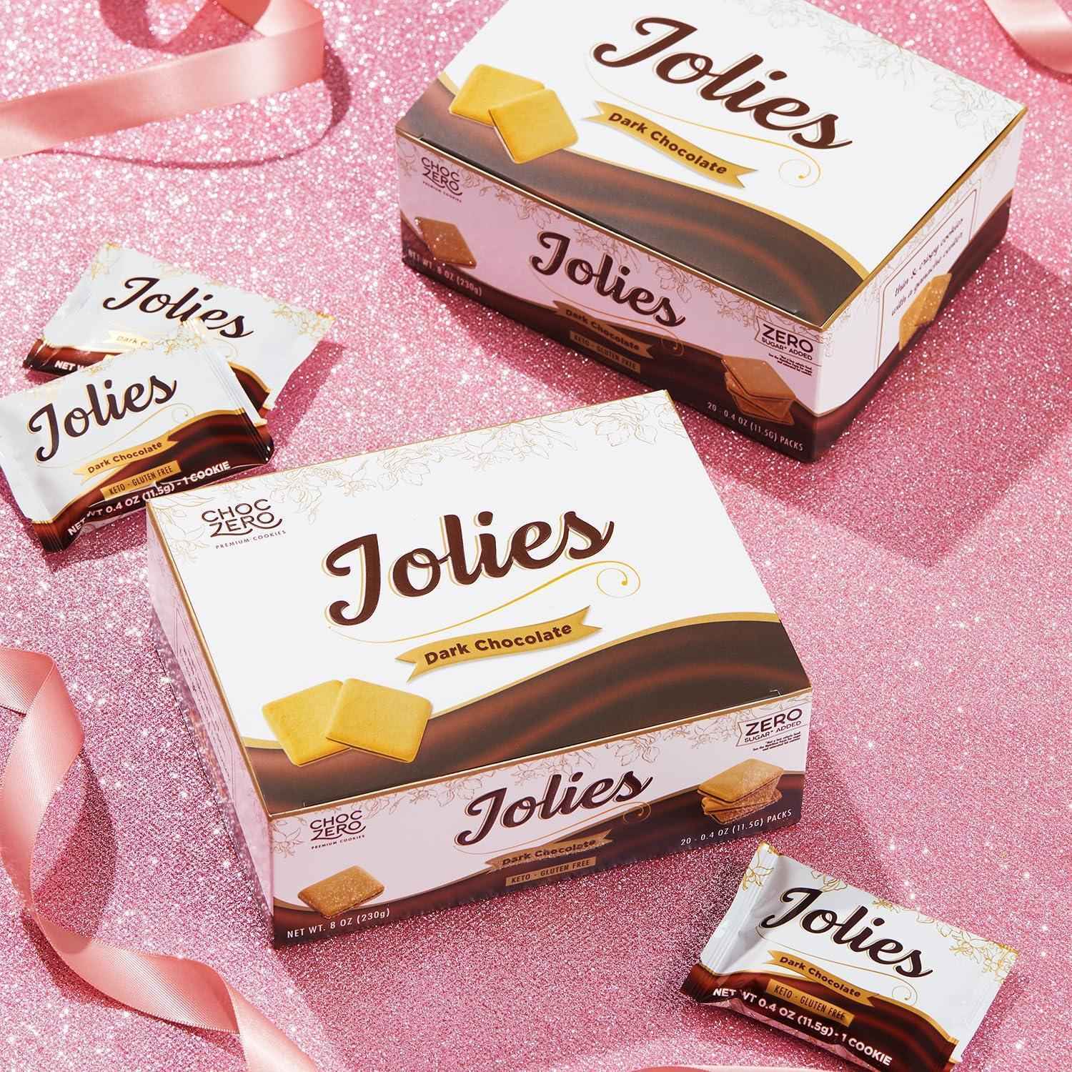 ChocZero Dark Chocolate Jolies – Low Carb Travel Snack for Wellness Minded Dieters, 20 Monk Fruit Cookies