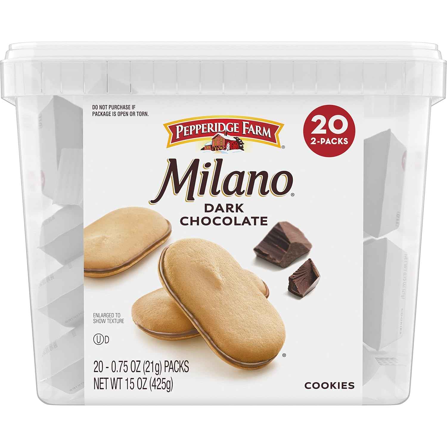 Pepperidge Farm Milano Dark Chocolate Cookies – School Lunchbox Treat and After-School Snack for the Family Pantry, 20 Pack
