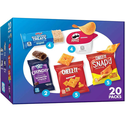 Kellogg's Snack Variety Pack – Kids School Lunch Box Favorites, 20 Single-Serve Pouches and Cups