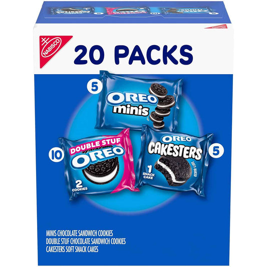 OREO Lovers Variety Pack – School Lunchbox Snacks for Kids, 20 Individually Wrapped Cookie and Snack Cake Packs