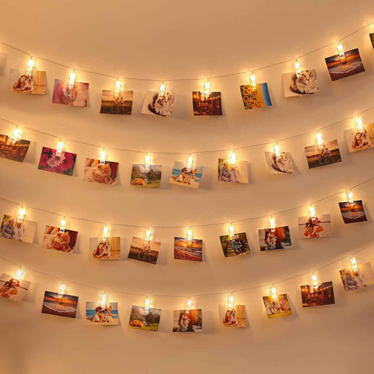 AOSTAR Hanging Photo String Lights – Romantic Valentine's Day Gift for Women, Warm White Battery Operated Display