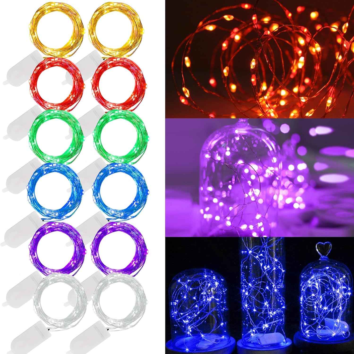 WATERGLIDE Thin Wire Fairy Lights – 7 ft Subtle LED Strand for Intentional Minimalist Bedroom Decor, Warm White