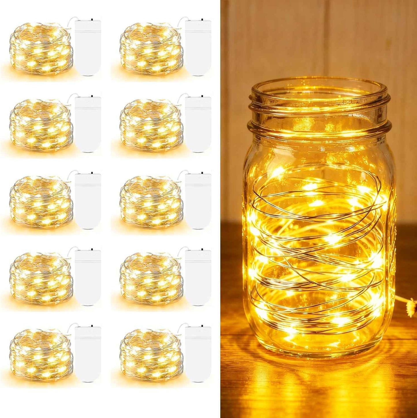 Glowia Fairy Lights Battery Operated – IP65 Waterproof 7ft 20 LED String Lights for Patio, Garden Table and Outdoor Dining, Warm White