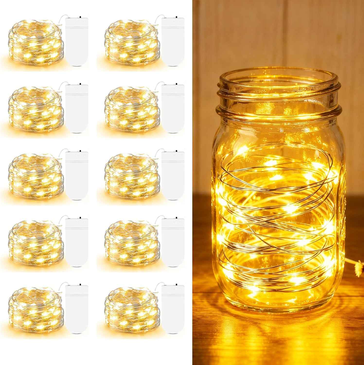Glowia Fairy Lights Battery Operated – IP65 Waterproof 7ft 20 LED String Lights for Patio, Garden Table and Outdoor Dining, Warm White