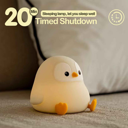 ATSUI Squishy Penguin Night Light – Child-Safe Rechargeable Lamp for Nursery and Playroom, 20-Minute Timer