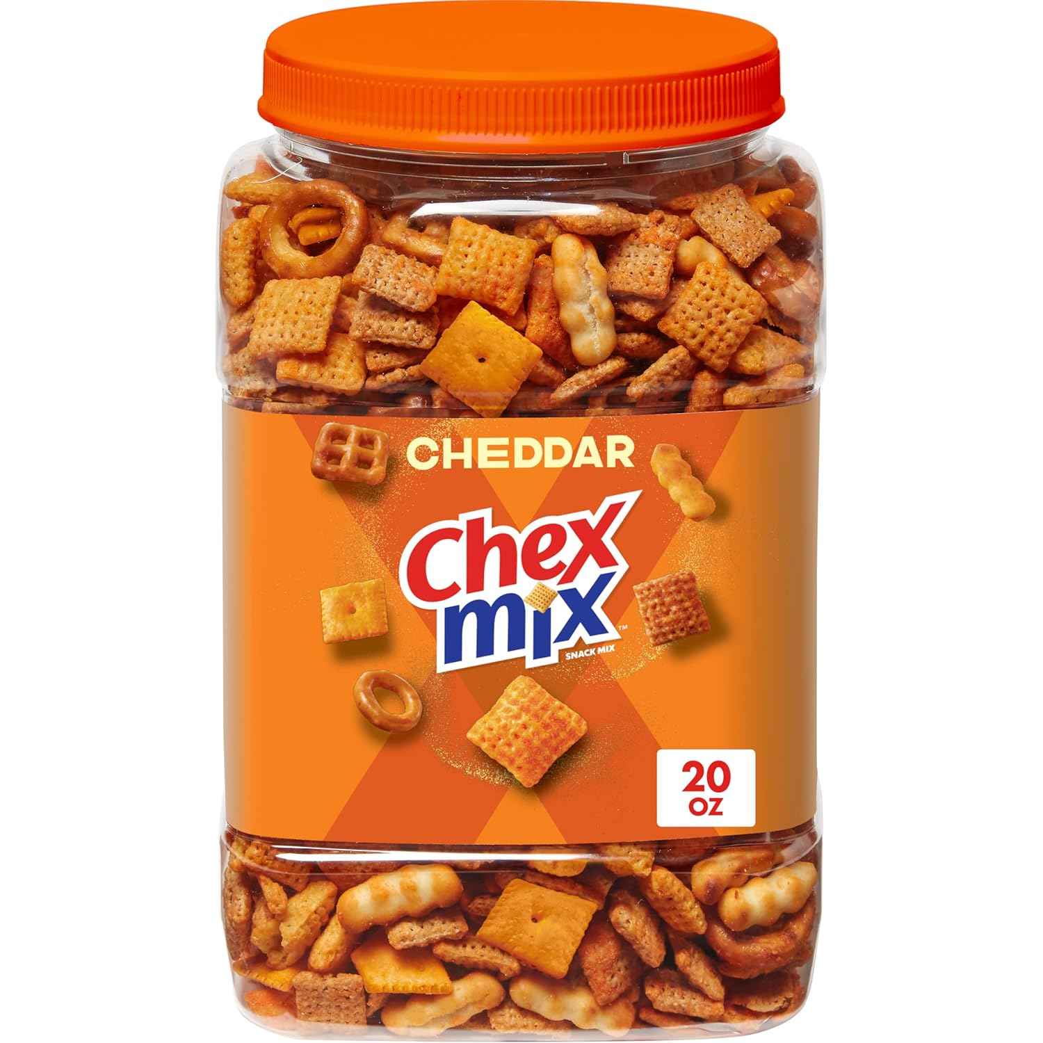 Chex Mix Cheddar Snack Mix Tub – Practical Hostess Gift for Party Hosts and Holiday Hosting, 20 oz Resealable