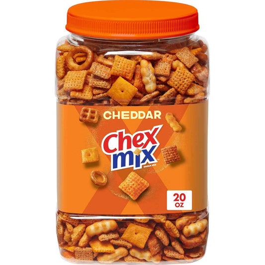 Chex Mix Cheddar Snack Mix Tub – Practical Hostess Gift for Party Hosts and Holiday Hosting, 20 oz Resealable