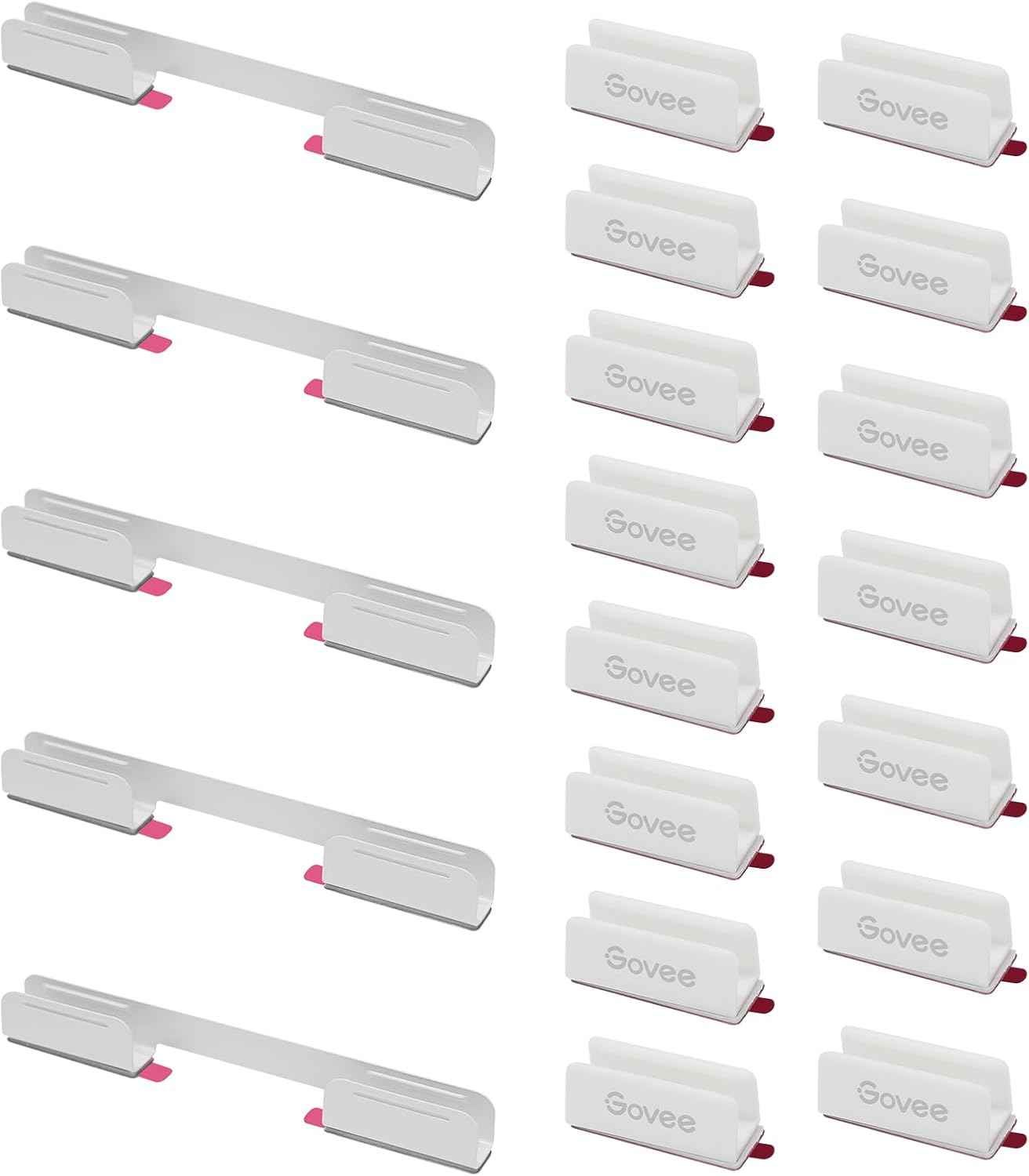 Govee Neon Rope Light Mounting Brackets – Bedroom Accent Wall Clips for H61D3 H61D5 H61D6, 20pcs White Holders for Cozy Ambient Lighting