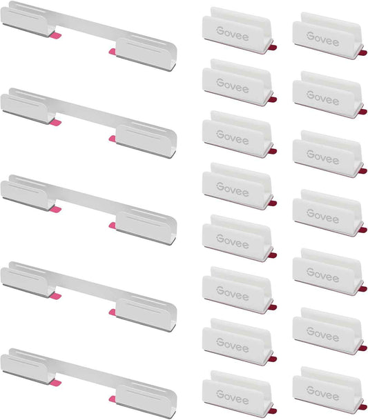 Govee Neon Rope Light Mounting Brackets – Bedroom Accent Wall Clips for H61D3 H61D5 H61D6, 20pcs White Holders for Cozy Ambient Lighting