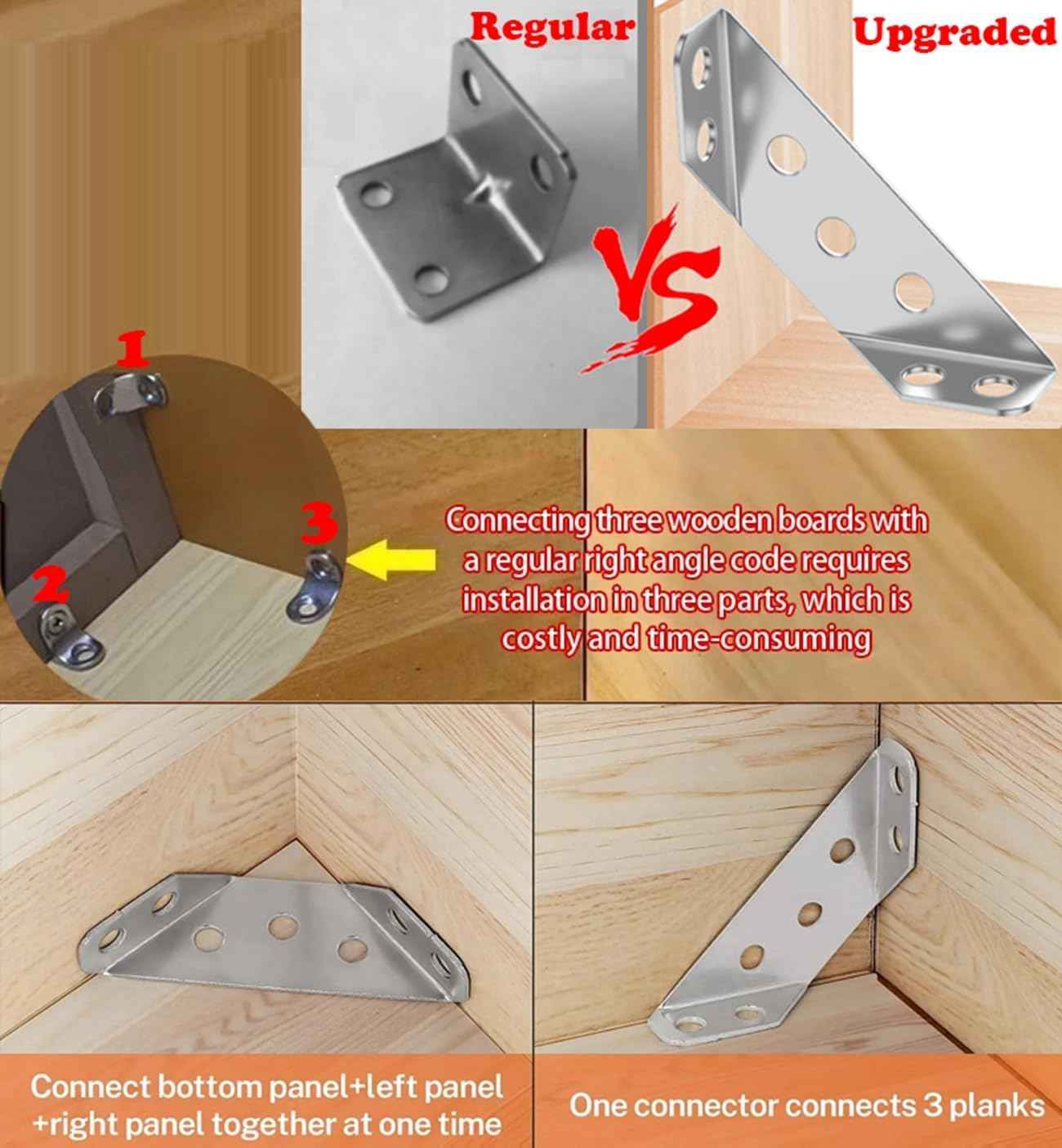 Corner Brace Connectors for Outdoor Furniture - Rust-Resistant Stainless Steel Brackets for Patio Builds, Garden Sheds, Camping Projects