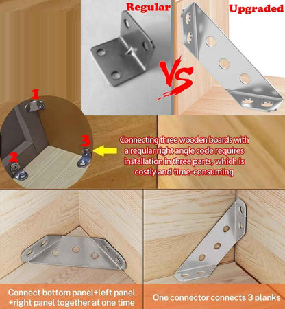 Corner Brace Connectors for Outdoor Furniture - Rust-Resistant Stainless Steel Brackets for Patio Builds, Garden Sheds, Camping Projects