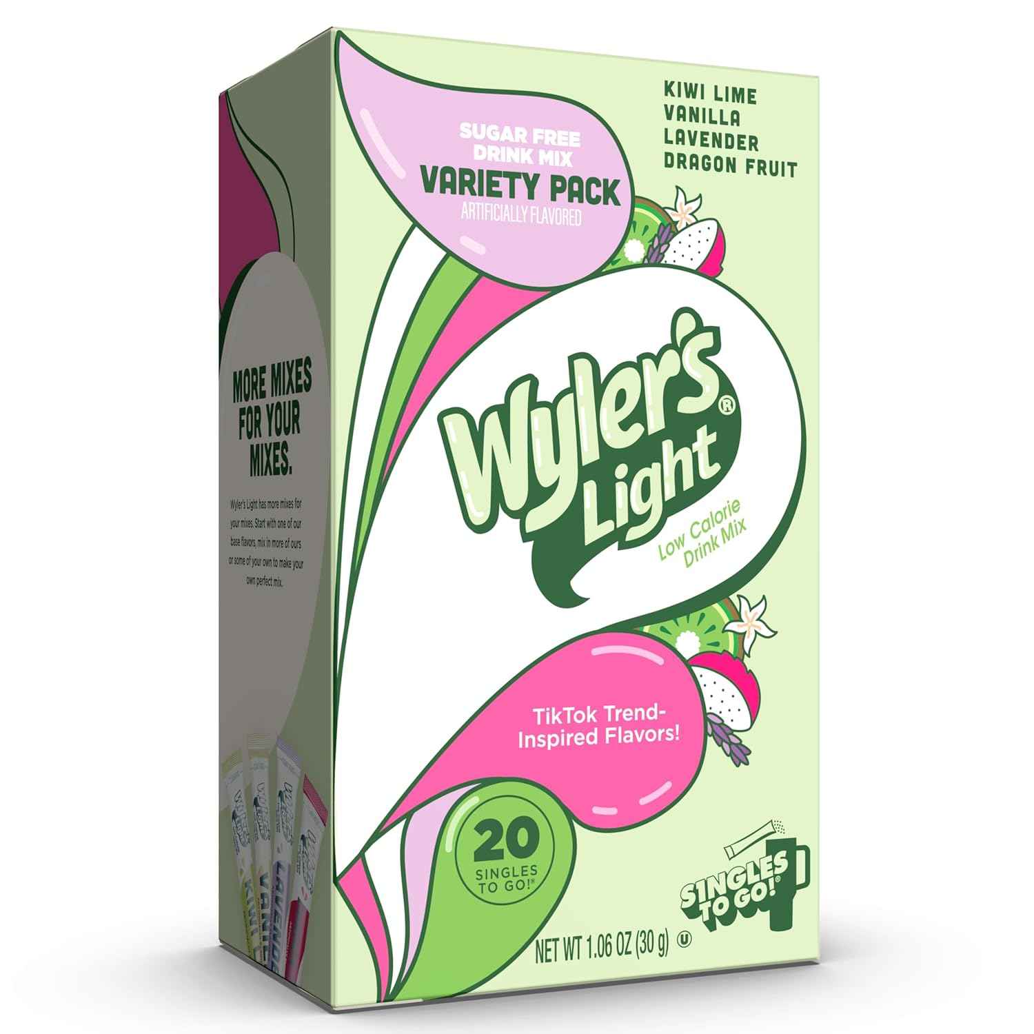 Wyler's Watertok Fun Flavors – Quick Hydration Packets to Drink More Water During the Workday, 20 Singles