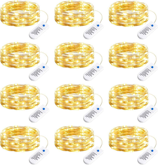 Minetom Fairy Lights 12 Pack – Child-Safe Nursery and Kids Bedroom Night Light, Cool-Touch Battery Operated LED String Lights with Timer