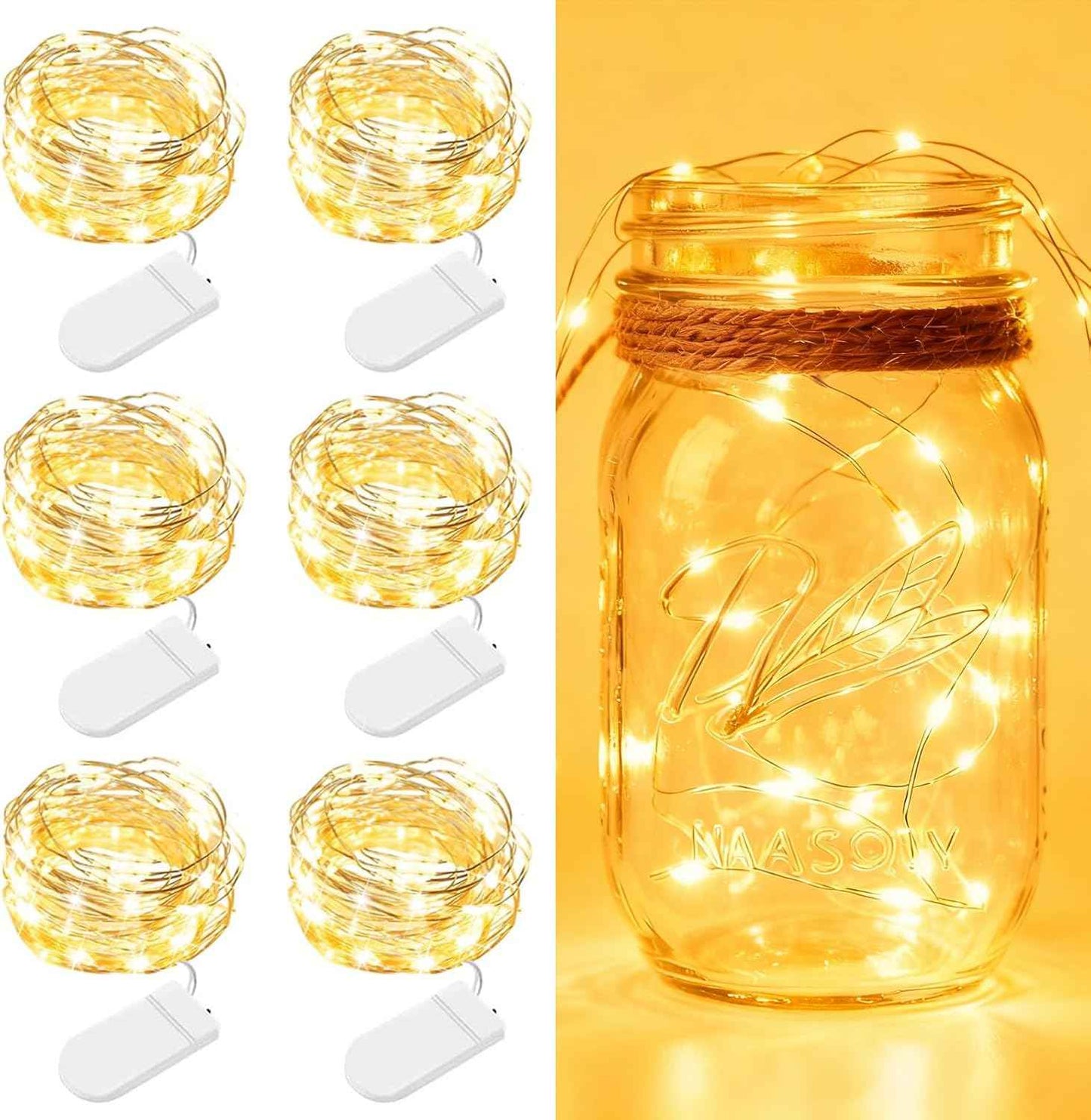 LUMIO Fairy Lights 7ft 6 Pack – Ready to Gift Battery String Lights for Mom, Housewarming Present and Bridesmaid Gift Box