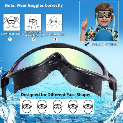 Seago Swim Goggles 2 Pack – UV400 Anti-Fog Kids Swimming Goggles with Wide View Lenses, Eye Protection for Pool and Beach