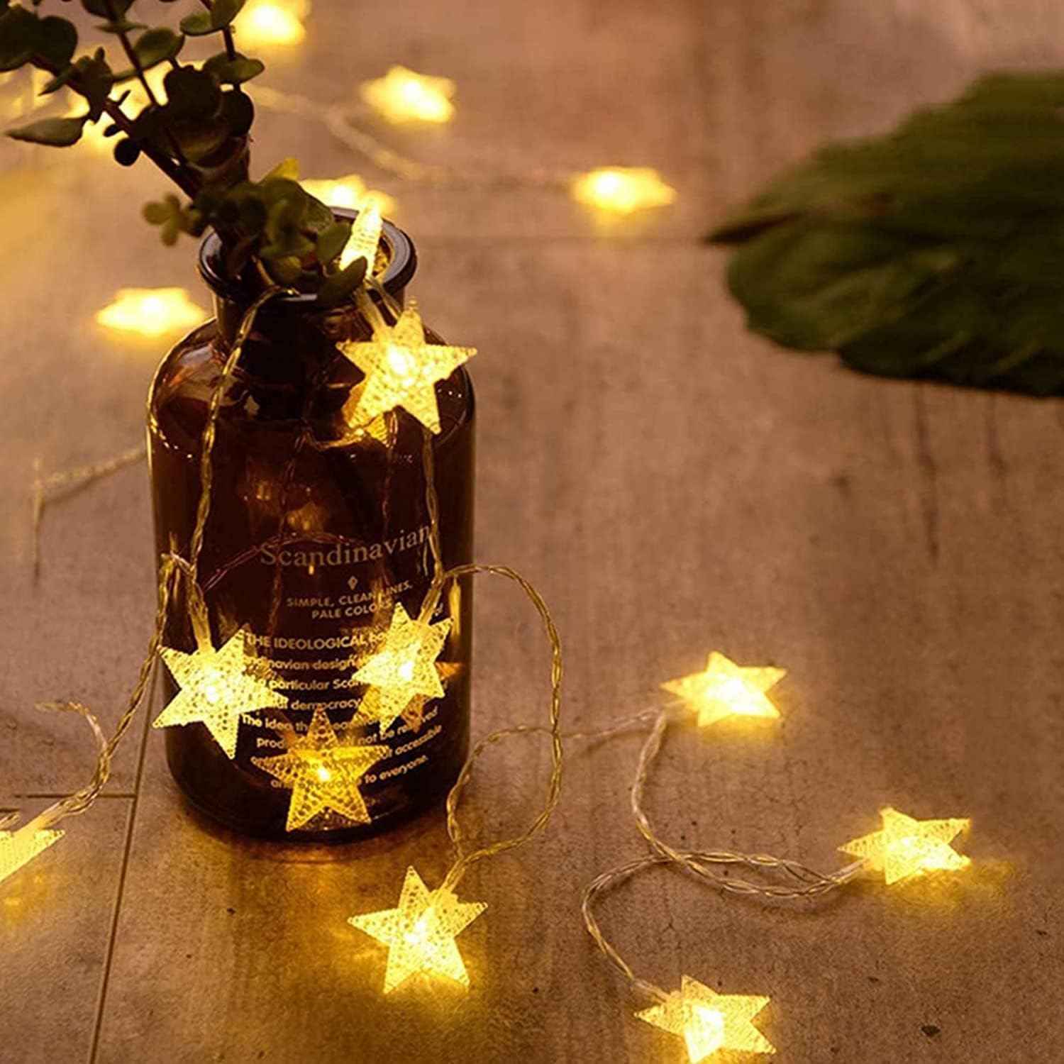 ANJAYLIA Star String Lights – Portable Patio and Balcony Decor, Battery Powered LED Glow