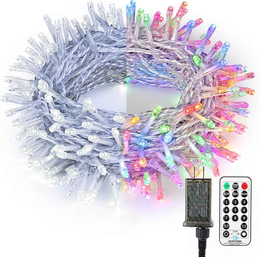 Brizled Dual Color Christmas Tree Lights – 200 LED Warm White and Multicolor String for Stylish Indoor Holiday Aesthetic