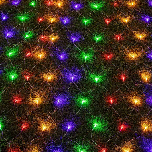 AWQ Outdoor Net String Lights 200 LED 9.8ft x 6.6ft 8 Modes for Backyard Deck and Fence Line