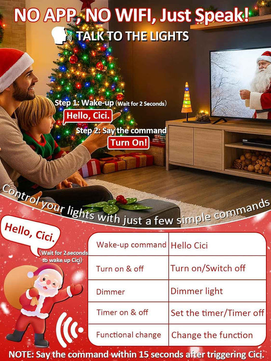 Cici Voice Controlled Kids Room Lights – Safe No Flame Multicolor String Lights for Nursery & Playroom