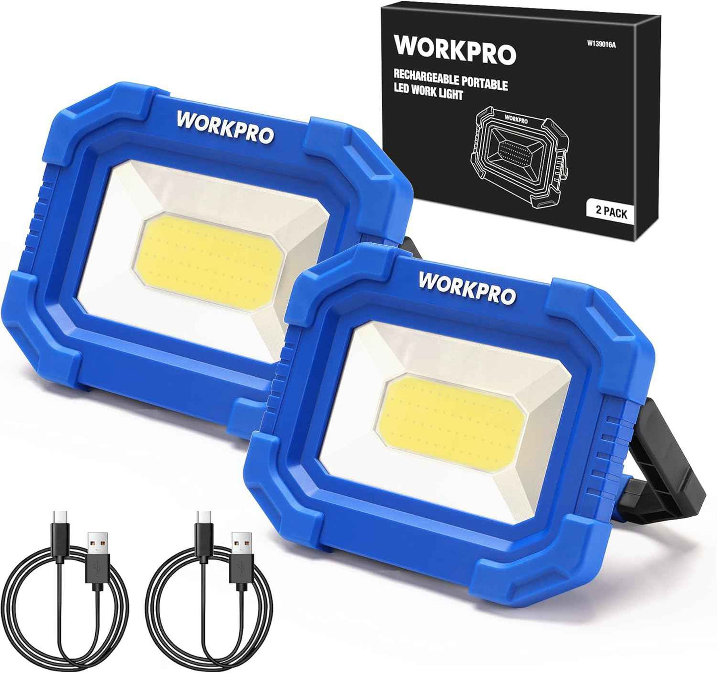 WORKPRO LED Work Light 2-Pack – Practical Gift for DIYers, Mechanics and Outdoor Enthusiasts