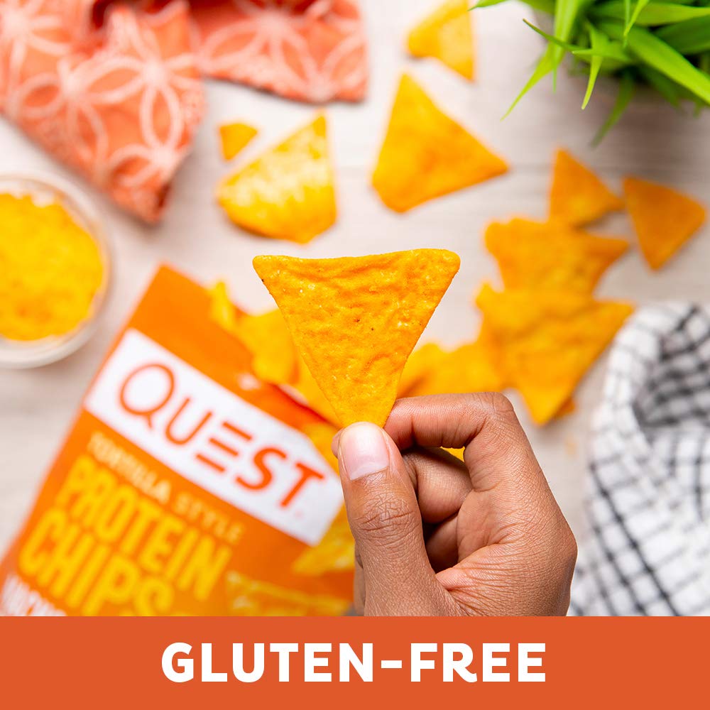 Quest_Nutrition_Nacho_Cheese_Tortilla_Style_Protein_Chips,_18g_Protein,_4g_Net_Carb,_Low_Carb,_Gluten_Free,_1.1_oz_(Pack_of_12)