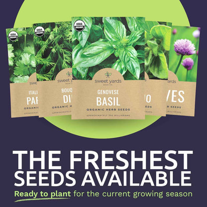 Organic Herb Seeds Variety Pack – Mindful Home Gardening for Stress Relief and Calm, 10 Heirloom Culinary Herbs
