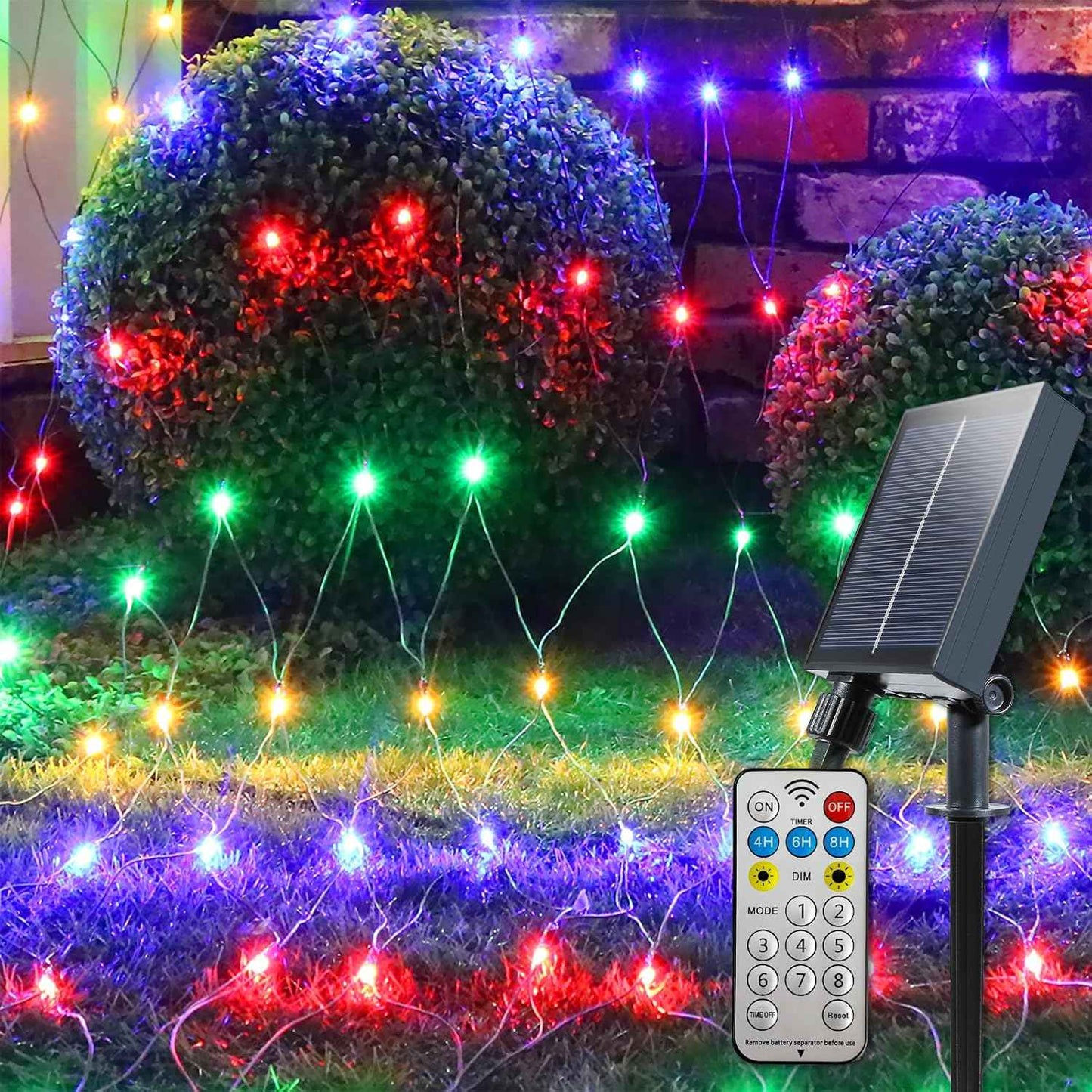 YAOZHOU Solar Christmas Net Lights – Flameless, Cool-to-Touch LED Mesh Safe for Kids, Pets & Bedrooms