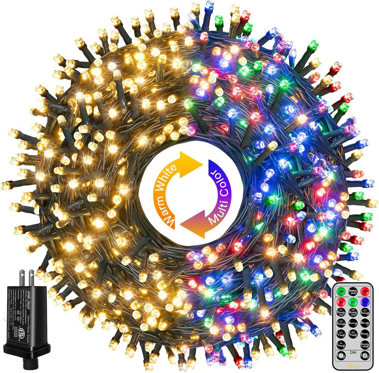 Ollny Bounce Lights 210FT Flameless String Lights – Cool-to-Touch 29V Indoor and Outdoor Lights Safe Around Kids and Pets