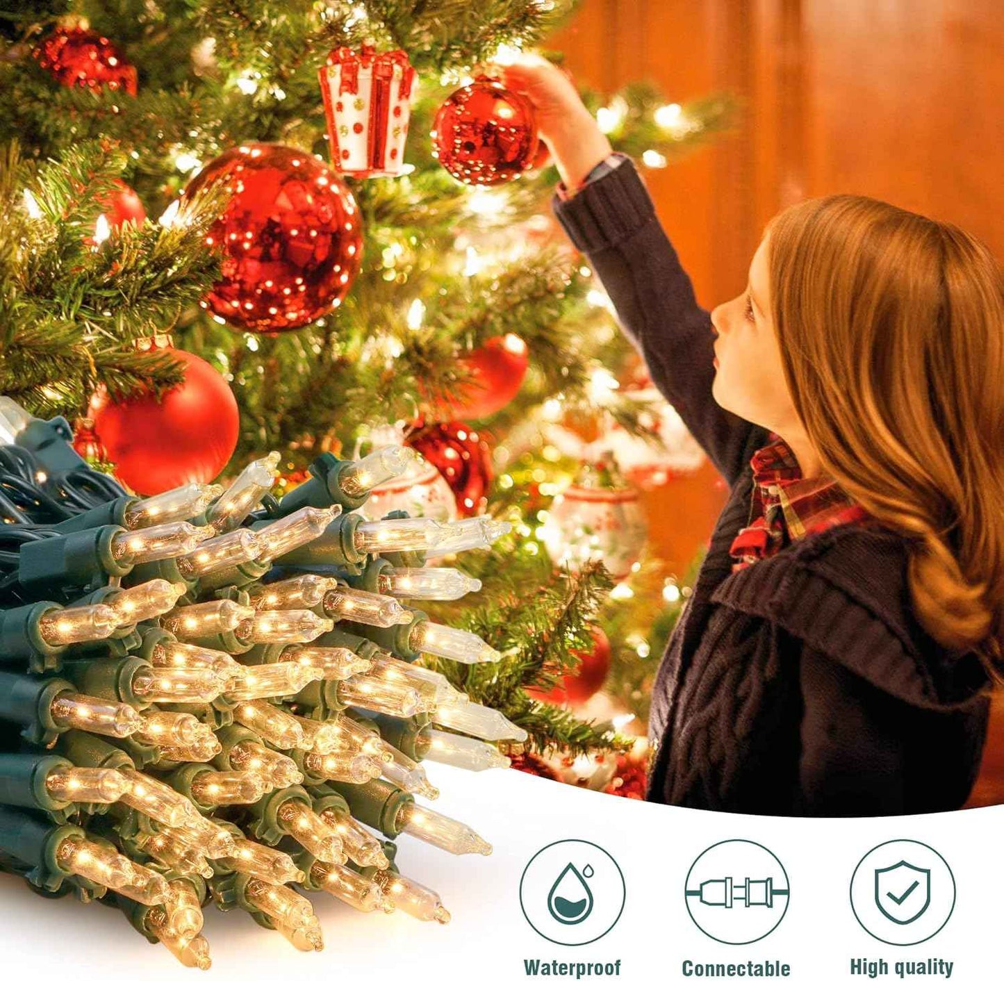 Hopolon 2-Pack 13ft Clear Mini String Lights – Cozy Bedroom Canopy Decor with 2100K Warm White Glow