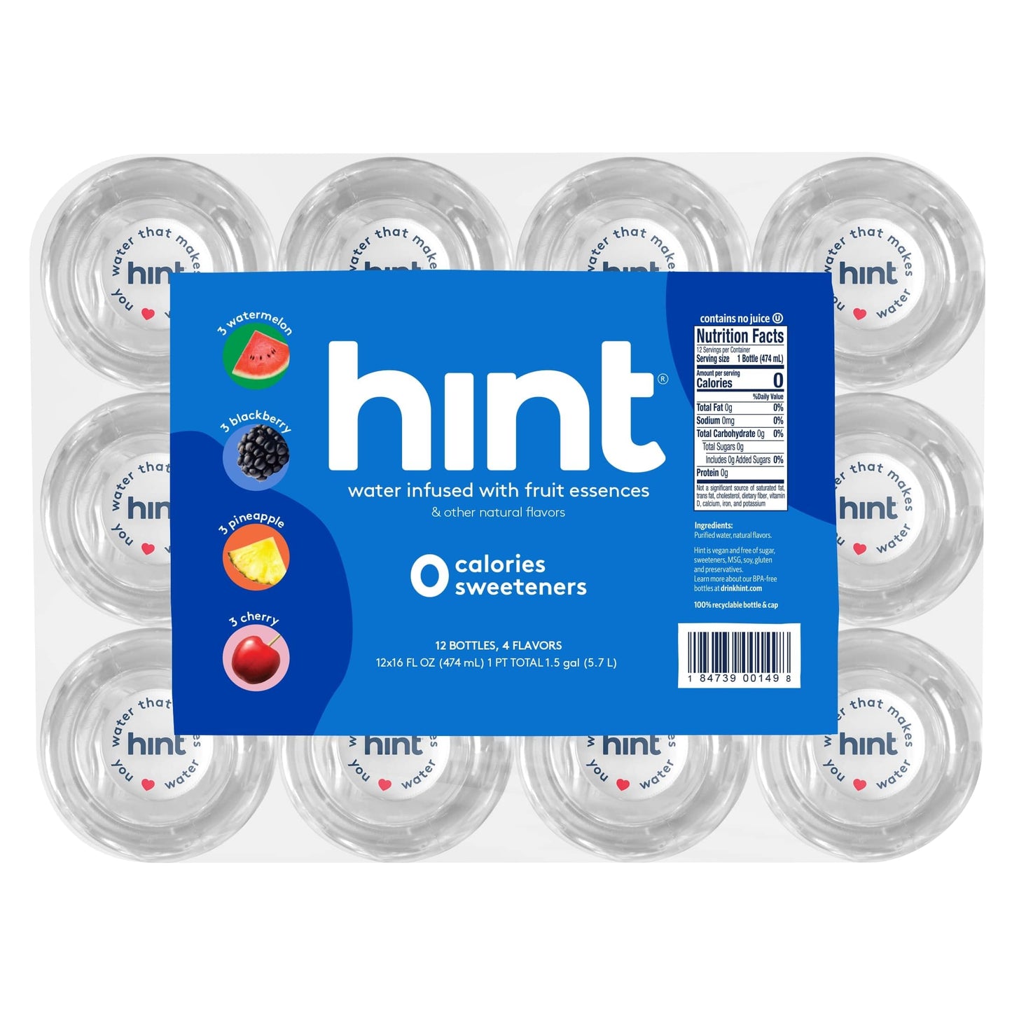 Hint_Water_Best_Sellers_Pack,_3_Bottles_Each_of:_Watermelon,_Blackberry,_Cherry,_and_Pineapple,_Zero_Calories,_Zero_Sugar_and_Zero_Sweeteners,_16_Fl_Oz_(Pack_of_12)