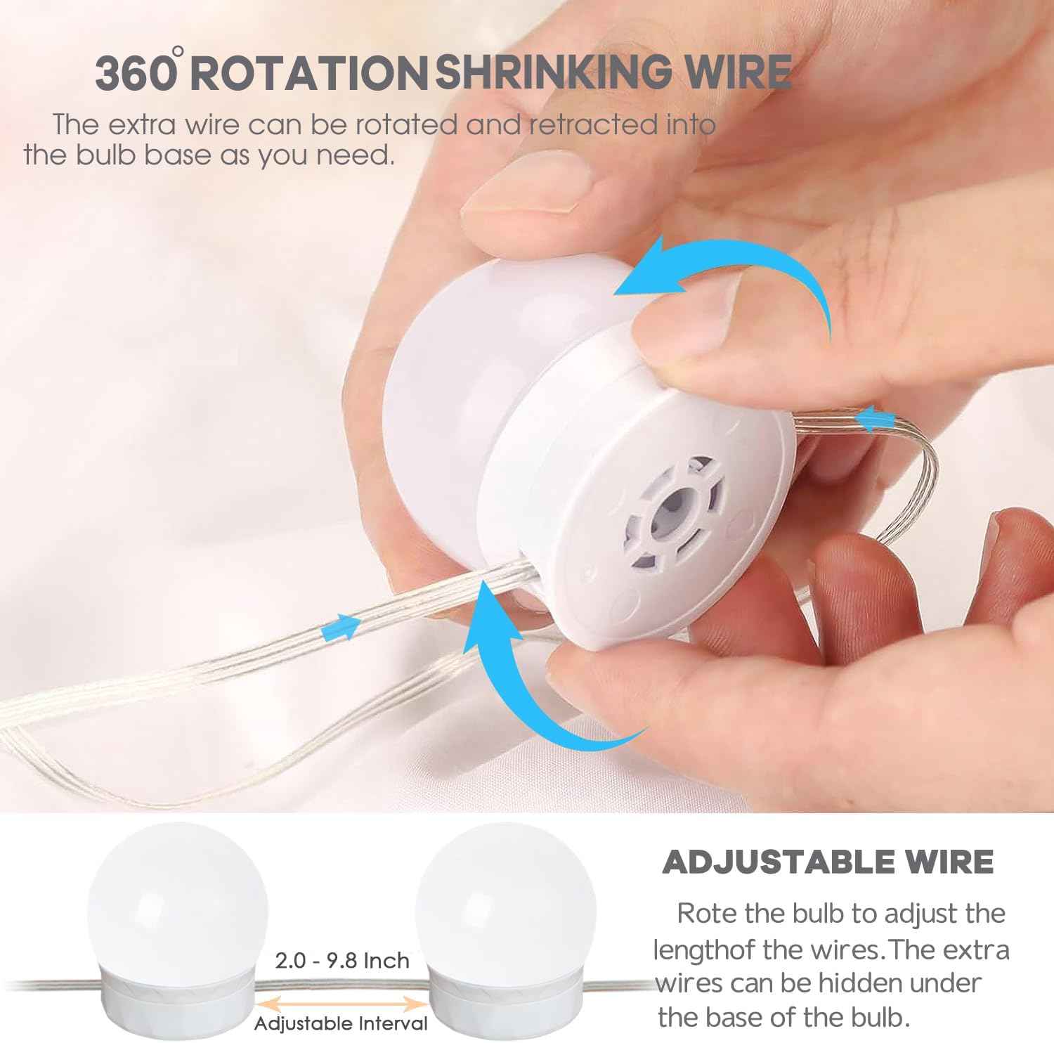 LuminGlow Simple Vanity Strip – Clean Line LED Bulbs in White, Adjustable Spacing for an Uncluttered Setup