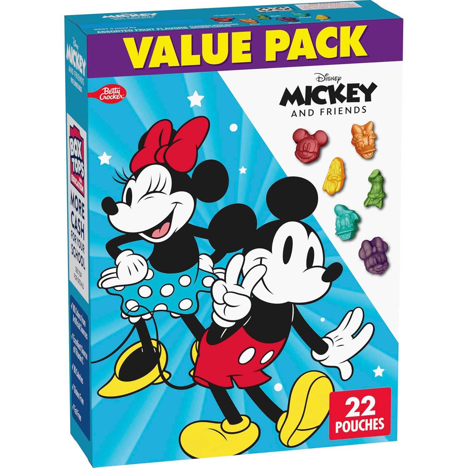 Disney Mickey and Friends Fruit Snacks, 22 Pouch Better for You Kids Treat with Real Fruit Juice and Vitamin C
