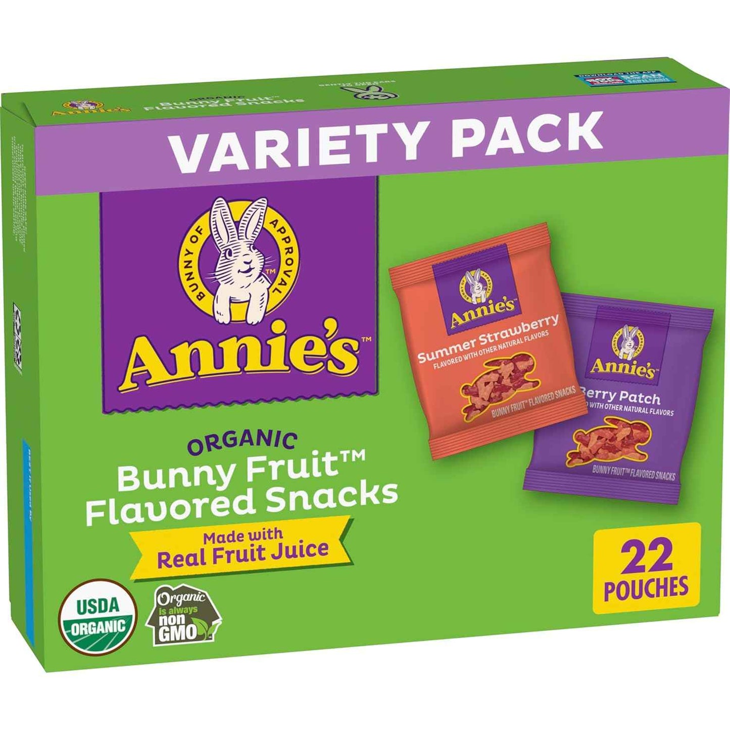 Annie's Organic Bunny Fruit Snacks – Halloween Goody Bag Gift for Classmates and Trick-or-Treaters, 22 Pouches