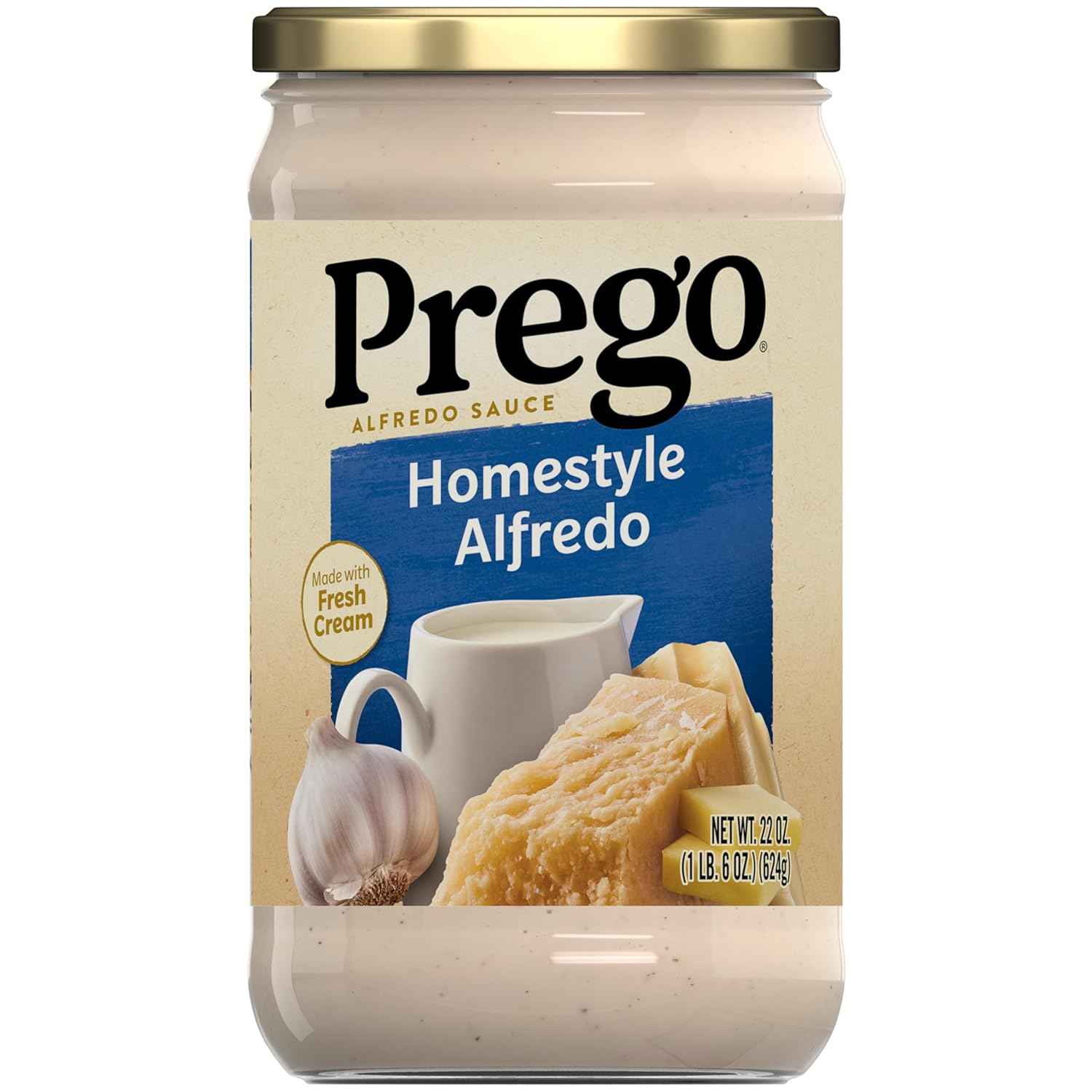 Prego Homestyle Alfredo Pasta Sauce, 22 oz Jar – Quick Microwave Sauce for Between-Meeting Lunches at Home