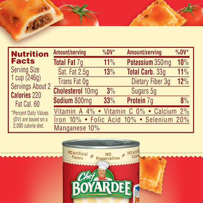 Chef Boyardee Beef Ravioli 15 oz Cans – Throwback Comfort Food Gift Basket Add-On for the 80s and 90s Kid
