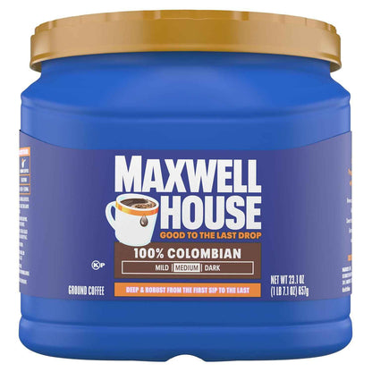 Maxwell House 100% Colombian Medium Roast Coffee 23.1oz – Lower-Caffeine Daily Ritual for Sensitive Stomachs