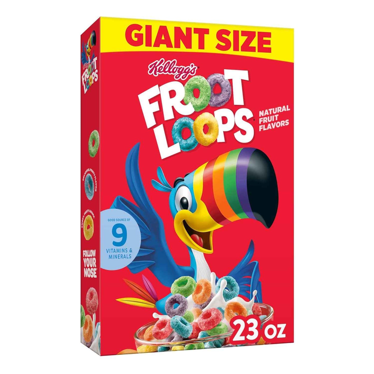 Kellogg's Froot Loops Cereal – Quick Office Desk Snack for Midday Energy, 23 oz Giant Box