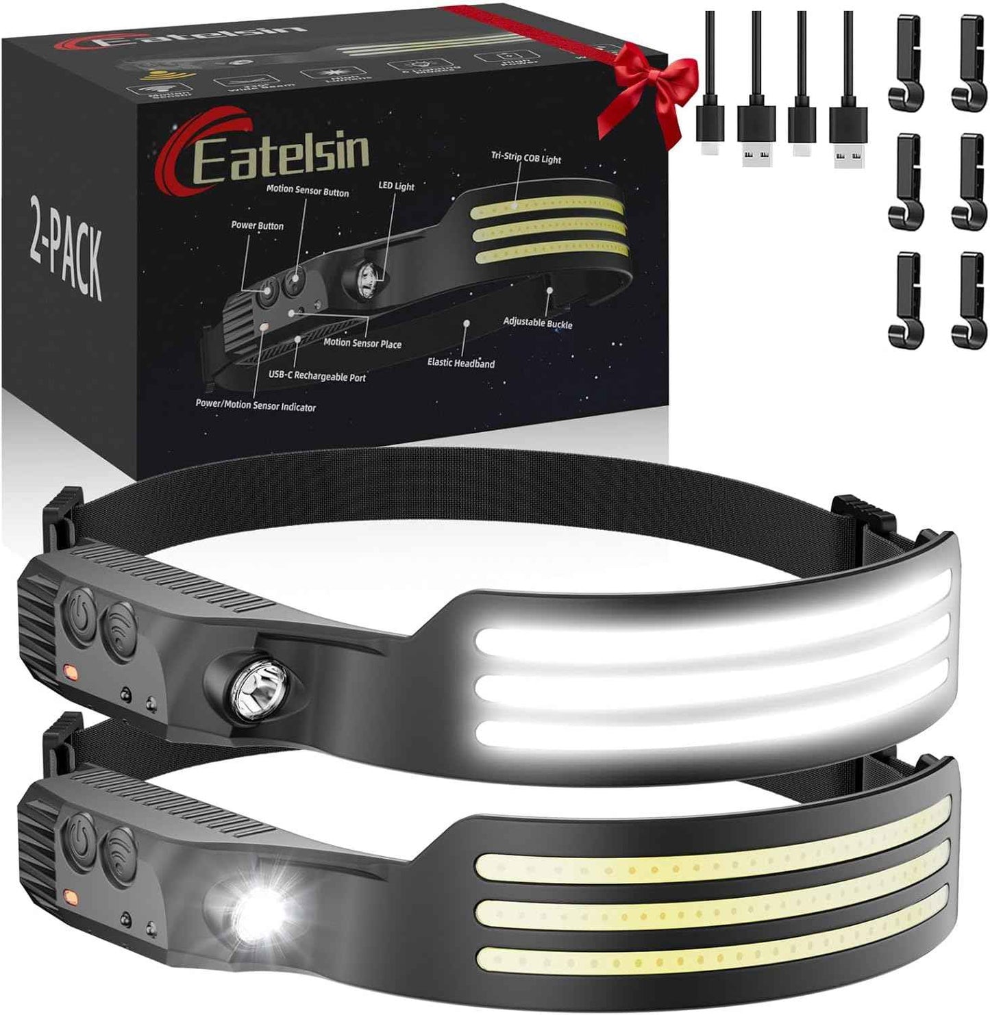 LUMPRO Wide-Beam Headlamp Set – Thoughtful Birthday Gift for Men Who Work Trades, USB-C Rechargeable LED Headlight with Hard Hat Clips