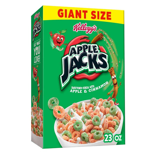 Kellogg's Apple Jacks Breakfast Cereal – Kosher Pareve Whole Grain Bowl for Mindful Mornings, 23oz Box