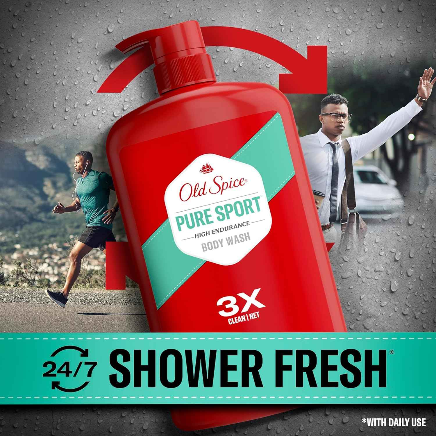 Old Spice Body Wash for Men – Bulk Father's Day Gift Set with Long-Lasting Pure Sport and Crisp Scents, 33.4 oz Pack of 4