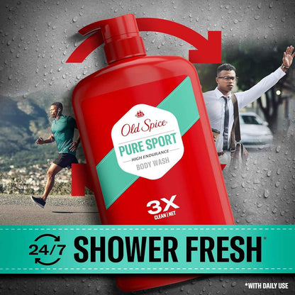 Old Spice Body Wash for Men – Bulk Father's Day Gift Set with Long-Lasting Pure Sport and Crisp Scents, 33.4 oz Pack of 4