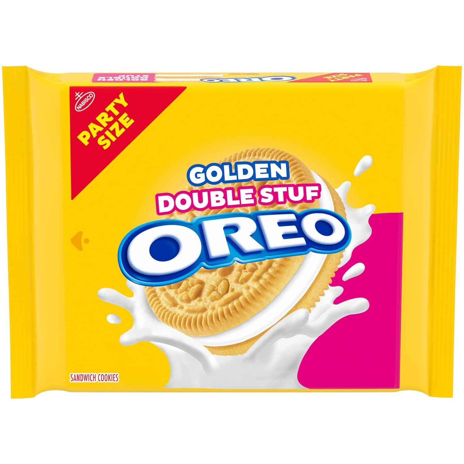 OREO Double Stuf Golden Sandwich Cookies for Picnic Baskets and Park Outings, Party Size 24.95 oz