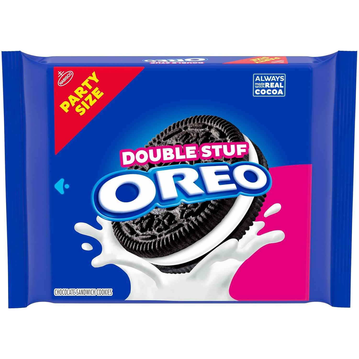 OREO Double Stuf Chocolate Sandwich Cookies – Resealable Travel Snack for Road Trips, Camping Trips, and Picnic Baskets, 24.95 oz Party Size