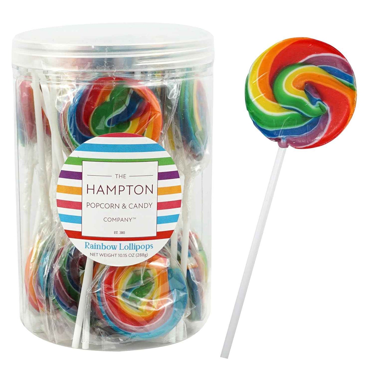 Hampton Popcorn & Candy Company Swirl Lollipops 24 Pack – Individually Wrapped Road Trip Snacks for Car Cup Holders and Backpacks