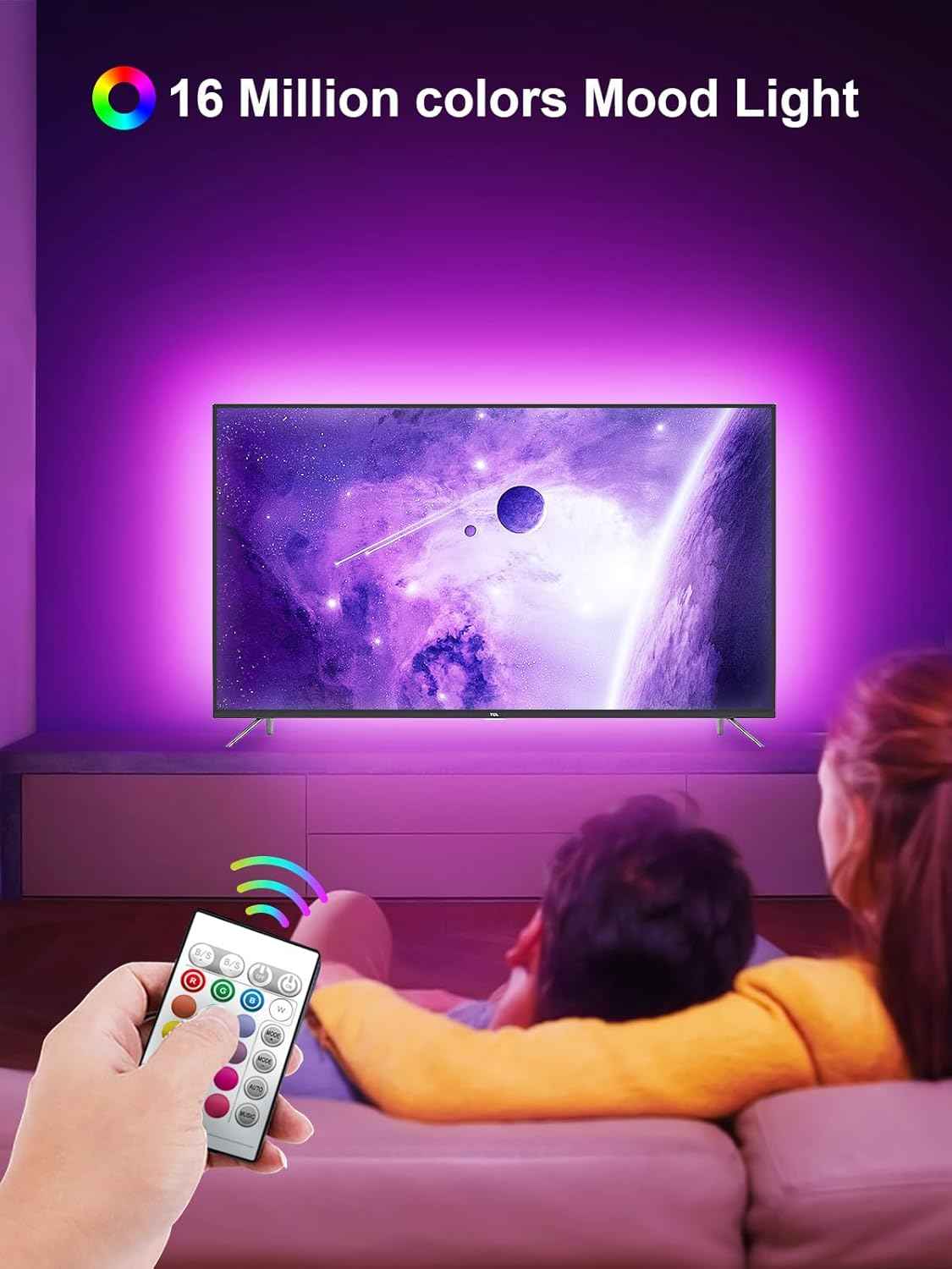 GIPOYENT TV LED Backlight Strip - Living Room Aesthetic Accent, RGB Ambient Glow for 35-85 Inch TVs