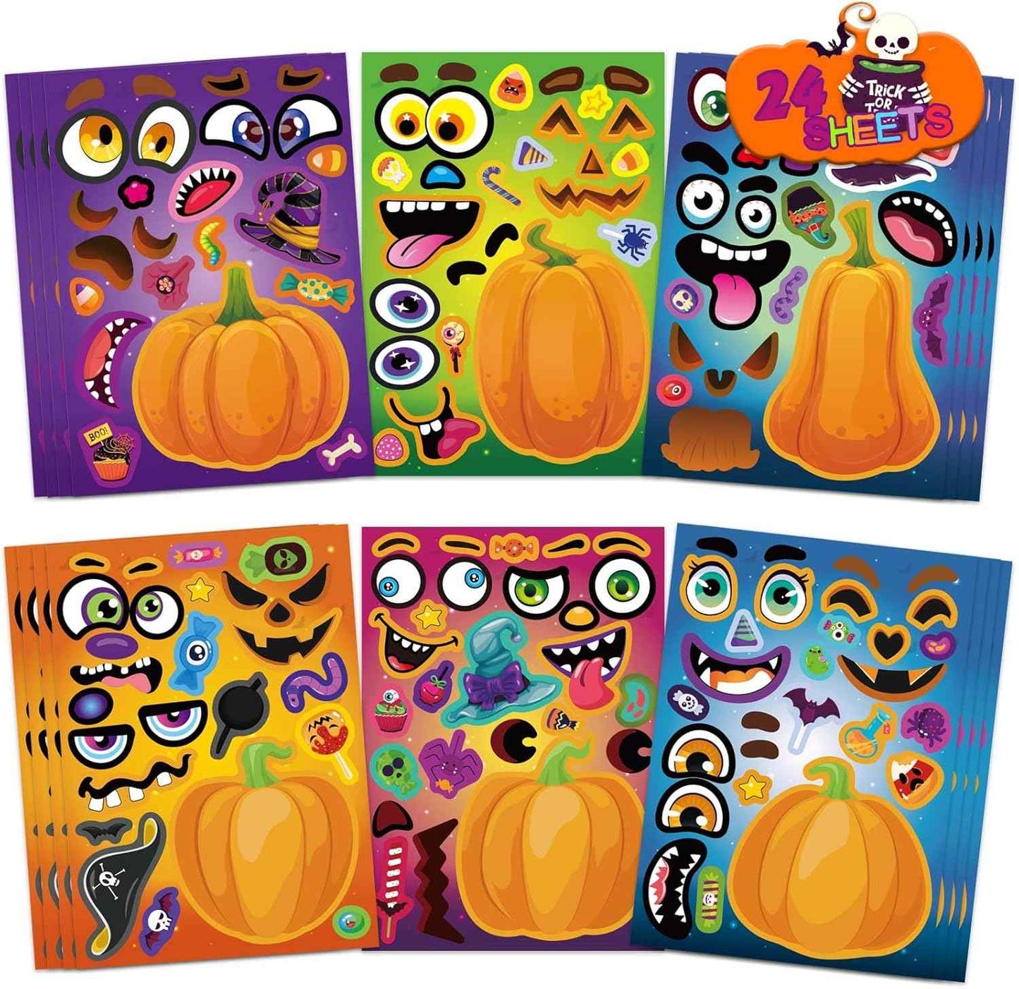 WATINC No-Carve Pumpkin Stickers – Child-Safe Halloween Alternative Eliminating Knife Risk for Family Craft Time
